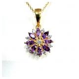 GOLD PLATED STERLING SILVER NATURAL AMETHYST