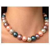 FANCY COLOR SHELL PEARLS 16' NECKLACE