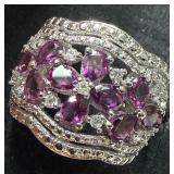 SILVER(6.5G),  GRAPE GARNET (APP 2.5CT) RING