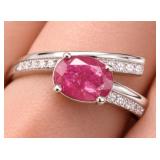 SILVER(3.29G),  GENUINE RUBY (1CT) RING