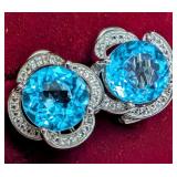 SILVER(4.4G),  BLUE TOPAZ  (APP 6CT) EARRING