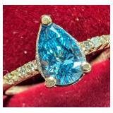 10K(1.44G),  LAB BLUE DIAMOND (0.75+0.06CT) RING
