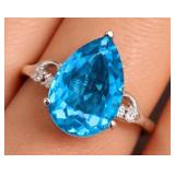 10K(2.1G), BLUE TOPAZ (3.8CT) RING, SIZE 6.5