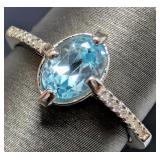SILVER(2.56G),  BLUE TOPAZ (1.5CT)RING