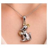 SILVER(3.56G),  GENUINE DIAMOND (0.02CT) NECKLACE