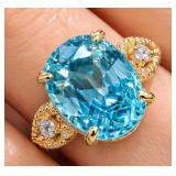 10K(2.6G),  BLUE ZIRCON (4.3CT), DIAMOND