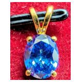 SILVER CREATED TANZANITE (1.5CT) PENDANT