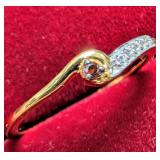 SILVER(1.4G),  LAB DIAMOND + CZ RING