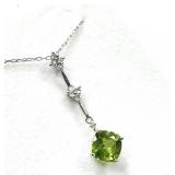 14KT WHITE GOLD NATURAL PERIDOT (1.30CT) AND
