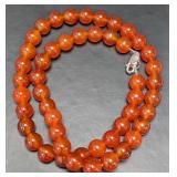 SILVER GENUINE ROUND CARNELIAN  (185CT) NECKLACE