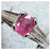 SILVER(2.65G),  GENUINE RUBY (1CT) RING