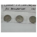 CANADA (3) $ COINS 1968, 1970, 1972 ALL B.U.