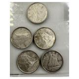 5 X CANADA SILVER DIMES PRE-1967