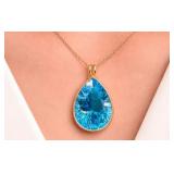 10K(2.71G),  BLUE TOPAZ (12CT) PENDANT