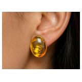 SILVER AMBER EARRING