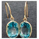 10K(1.38G),  BLUE ZIRCON (5.3CT) EARRING