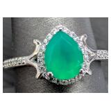 SILVER(3.23G),  GREEN ONYX (1.5CT) RING