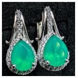 SILVER(4.16G),  GREEN ONYX (3CT) EARRING