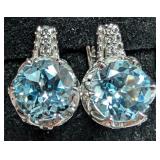 SILVER(4.8G),  BLUE TOPAZ (4CT) EARRING
