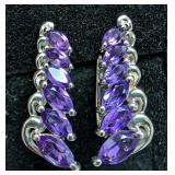 SILVER(4.95G),  AMETHYST (APP2.5CT) EARRING