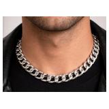 SILVER(26G),  MEN'S HEAVY RHODIUM PLATED ITALIAN