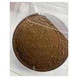 CANADA 1911 LG 1 CENT COIN - RED - BROWN