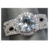 SILVER(4.31G),  WHITE QUARTZ (1.25CT) RING