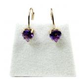 STERLING SILVER NATURAL AMETHYST LEVER BACK