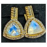 SILVER(4.62G),  MOONSTONE (APP 2CT) EARRING