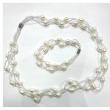 CULTURED PEARL NECKLACE AND BRACELET
