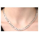 SILVER(13G),  RHODIUM PLATED ITALIAN CHAIN 24'