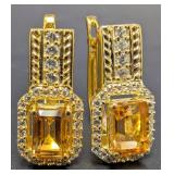 SILVER(3.74G),  CITRINE (2CT) EARRING