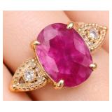 10K(2.4G),  RUBY (3.8CT), DIA (0.03CT)RING, SIZE