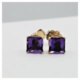 10KT YELLOW GOLD NATURAL AMETHYST EARRINGS,