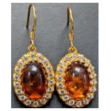 SILVER(6.5G),  AMBER ( CT) EARRING