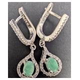 SILVER(4.91G),  EMERALD (1CT) EARRING