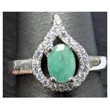 SILVER(4.25G),  EMERALD (0.5CT) RING