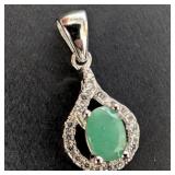 SILVER(1.63G),  EMERALD (0.5CT) PENDANT
