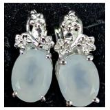 SILVER(3.81G),  CHALCEDONY (APP 3CT) EARRING