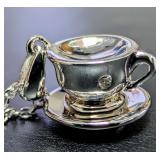 SILVER(3.46G),  DIAMOND (0.01CT) NECKLACE 15'