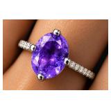 SILVER(2.46G),  AMETHYST (1.5CT) RING