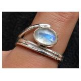SILVER(2G),  MOONSTONE (1CT) RING