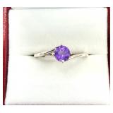 STERLING SILVER NATURAL AMETHYST (0.35CT) RING,