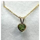 GOLD PLATED STERLING SILVER NATURAL PERIDOT HEART