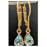 SILVER(1.73G), BLUE TOPAZ (2CT)EARRING
