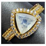 SILVER(3.61G),  MOONSTONE (APP 1CT) RING