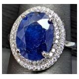 SILVER(6.2G), SAPPHIRE  (8CT) RING