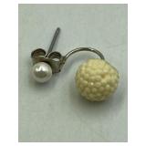 BASE METAL FAUX PEARL AND PLASTIC BALL EARRING