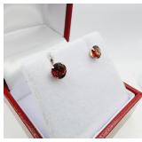 14KT WHITE GOLD NATURAL GARNET (1.10CT) STUD