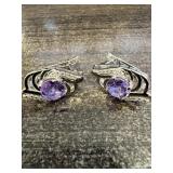 SILVER(4G), AMETHYST (1.8CT) EARRING